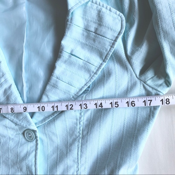 Light Aqua Slim Fit Blazer, Size 2 - Picture 6 of 15